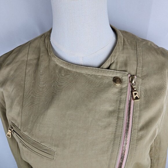 Sonia Bogner Beige Asymmetrical Zip Moto Jacket US 8 Medium EUC! - Picture 4 of 12